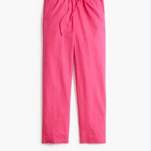 NWT J. Crew Linen-Blend Slim Wide-Leg Drawstring Pant Bright Pink Size 4